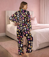 Taco Fast-Food-Inspired long satin pajamas for women