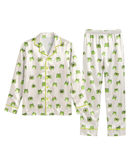 Frog long satin pajamas for women