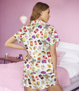 Retro Taco Fast Food short satin pajamas for women