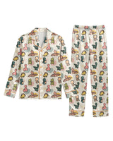 Dinosaur long satin pajamas for women