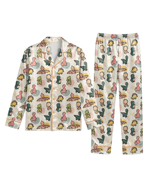 Dinosaur long satin pajamas for women