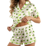 Frog short satin pajamas for women