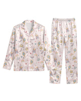 Graphic Pop Culture-Inspired long satin pajamas for women