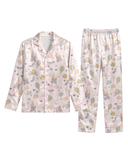 Graphic Pop Culture-Inspired long satin pajamas for women