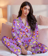 Taco Fast-Food-Inspired long satin pajamas for women