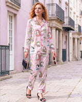 Graphic Pop Culture-Inspired long satin pajamas for women