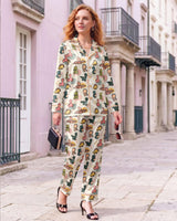 Dinosaur long satin pajamas for women
