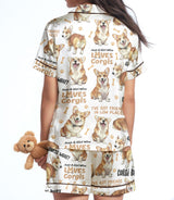 Corgi short satin pajamas for women