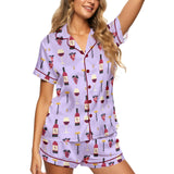 Wine/ Beer short satin pajamas for women