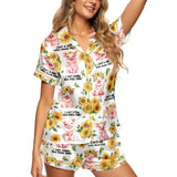 Pig short satin pajamas for women