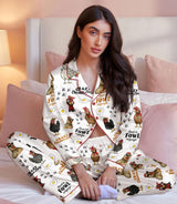 Chicken long satin pajamas for women