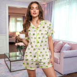 Frog short satin pajamas for women