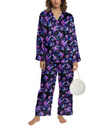 Weed long satin pajamas for women