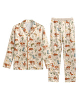 Graphic Pop Culture-Inspired long satin pajamas for women