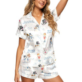 Classic Snowman Christmas short satin pajamas for women