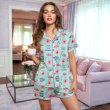 Flamingo short satin pajamas for women