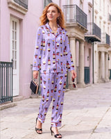 Wine/ Beer long satin pajamas for women