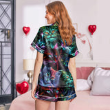 Cat satin pajamas for women - XL