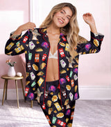 Taco Fast-Food-Inspired long satin pajamas for women