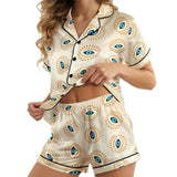 Evil eye short satin pajamas for women