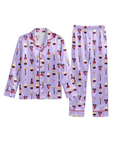 Wine/ Beer long satin pajamas for women