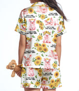 Pig short satin pajamas for women