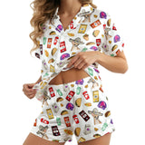 Retro Taco Fast Food short satin pajamas for women