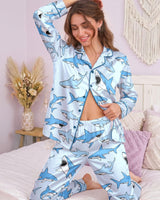 Shark long satin pajamas for women