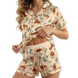 Western Cowgirl short satin pajamas for women