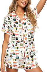 Sushi Satin Pajamas for Women – Short Sleeve Pajama Set