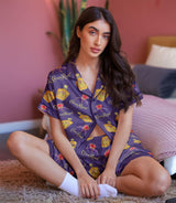 Purple Whiskey-Inspired short satin pajamas for women