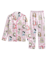 Graphic Pop Culture-Inspired long satin pajamas for women