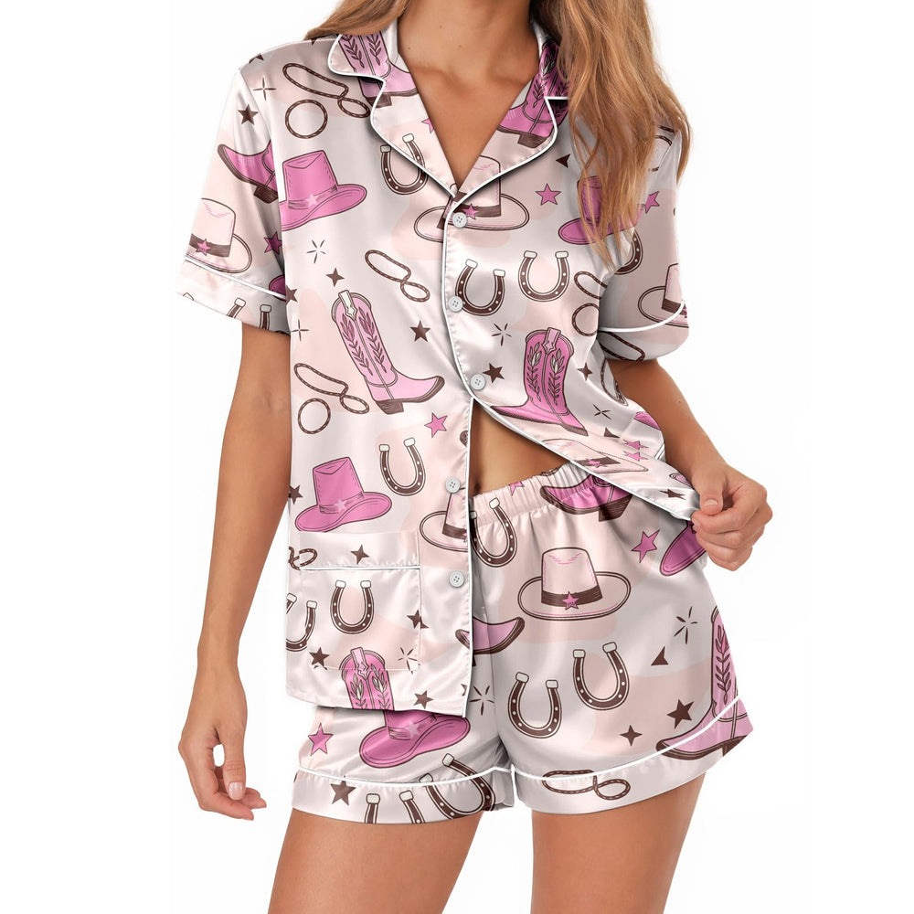 Cowgirl Satin Pajamas for Women – Short Sleeve Pajama Set
