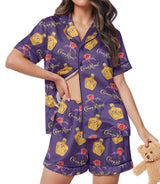 Purple Whiskey-Inspired short satin pajamas for women