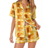 Golden Waffle short satin pajamas for women