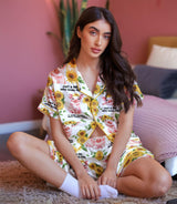 Pig short satin pajamas for women