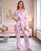 Flamingo satin pajamas for women - L