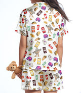 Retro Taco Fast Food short satin pajamas for women