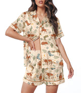 Western Cowboy short satin pajamas for women