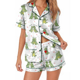 Dinosaur Women's Satin Pajama Set – Short Sleeve & Shorts