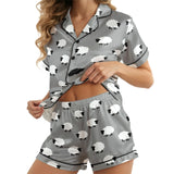 Sheep short satin pajamas for women