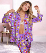Taco Fast-Food-Inspired long satin pajamas for women
