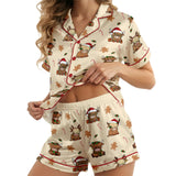 Highland Cow Farmhouse short satin pajamas for women