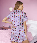 Wine/ Beer short satin pajamas for women