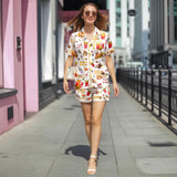 Retro Fast-Food-Inspired short satin pajamas for women