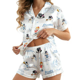 Classic Snowman Christmas short satin pajamas for women