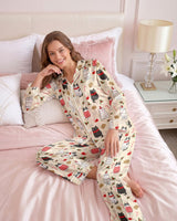 Cat satin pajamas for women - 2XL