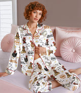 Chicken long satin pajamas for women