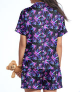 Weed short satin pajamas for women