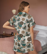 Cat short satin pajamas for women